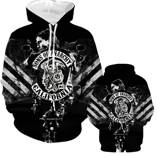 Ανδρικό Street Style 3D Φούτερ Sons of Anarchy Φούτερ Φούτερ φθινοπώρου/χειμώνα Unisex Loose casual αθλητικές φόρμες εξωτερικού χώρου Y2k πουλόβερ — image 6