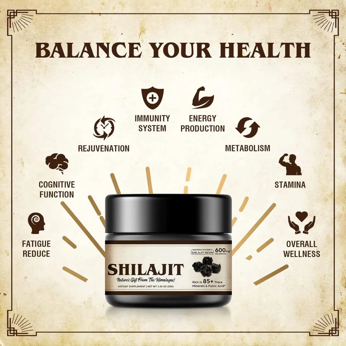 Shilajit Pure Himalayan Organic Shilajit Resin - 600mg Maximum Potency Natural Organic Shilajit Resin with 85+ — image 3