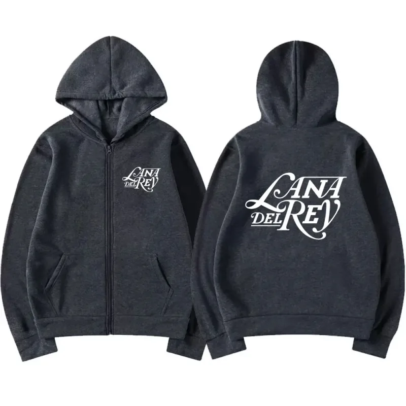 Sudadera con capucha y cremallera con logotipo gráfico de Lana Del Rey para hombre y mujer, sudadera Vintage de gran tamaño con cremallera, sudaderas con capucha de lana a la moda, chaquetas, ropa de calle