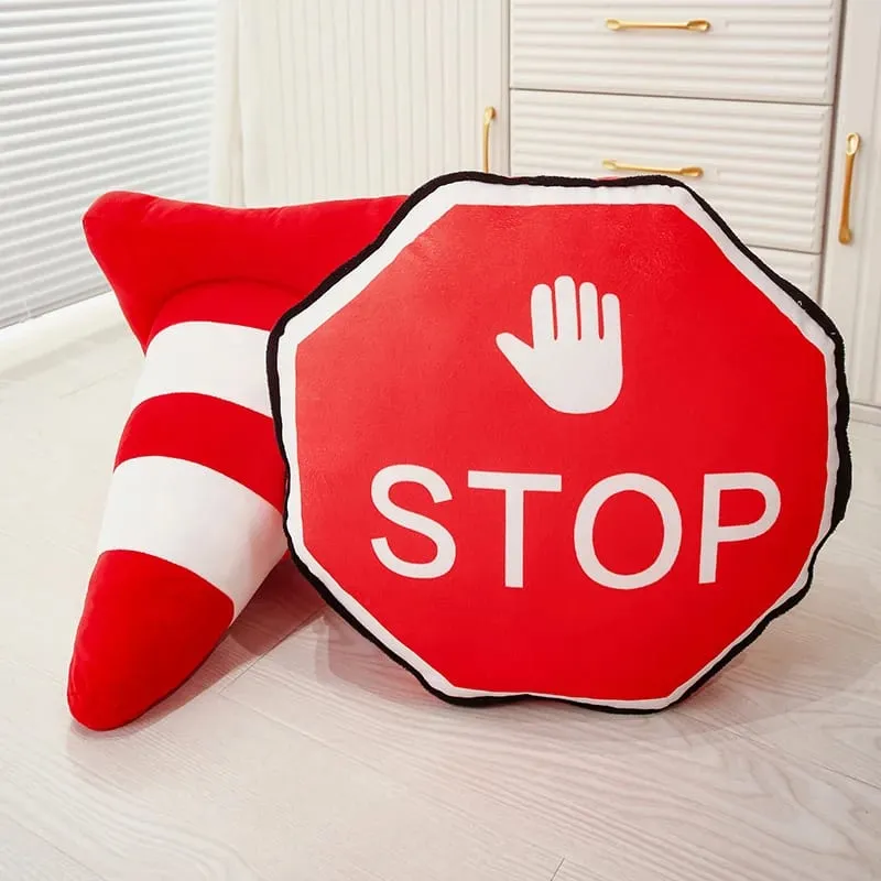40 cm-es Traffic Light Series Párna Stop Traffic Light Roadblokk gumiabroncs Kreatív plüssjátékok Otthoni Gyerekeknek Fiúknak Ajándékok