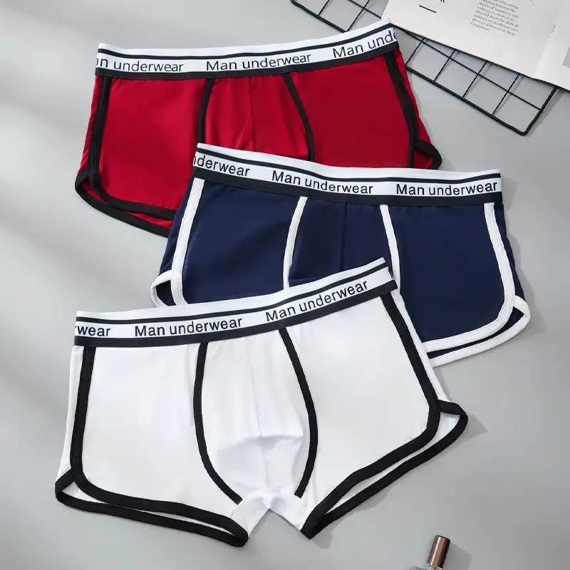 3 pezzi di biancheria intima in cotone da uomo con cinturino con lettera, boxer comodi e traspiranti, bauli morbidi per uomo