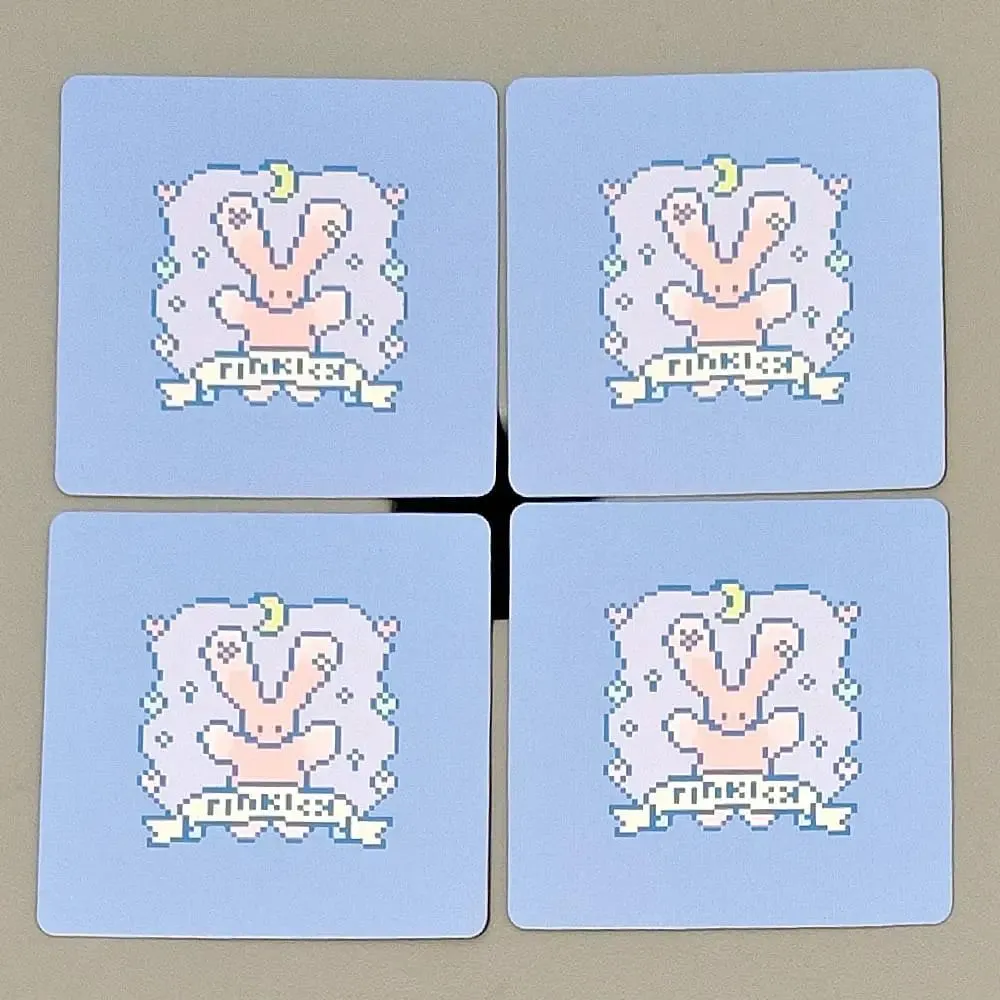 Kawaii Pixel Art Pinkish Lenormand Deck - 42 Cute Rabbit Oracle Cards 7x7cm for Divination Square Mini Deck Rembossed Cardstock