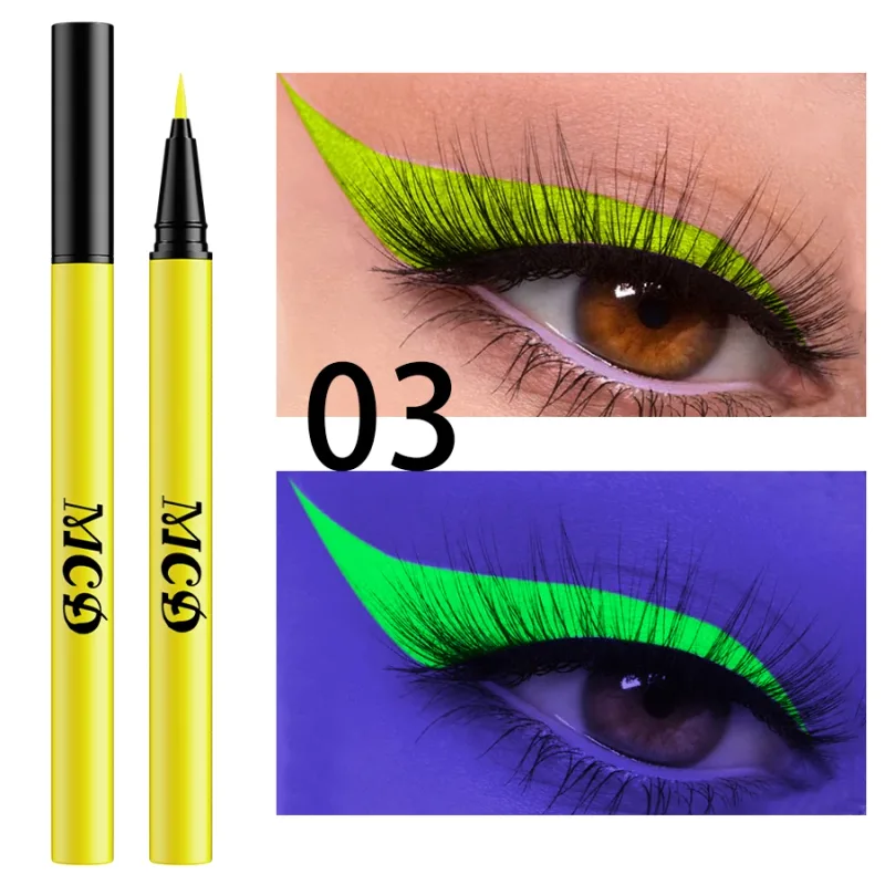 1 PC אור UV ניאון אייליינר עט איפור עיניים כחול ירוק עמיד למים צבע נוזלי עיפרון עיפרון איפור קוסמטיקה צהוב סגול