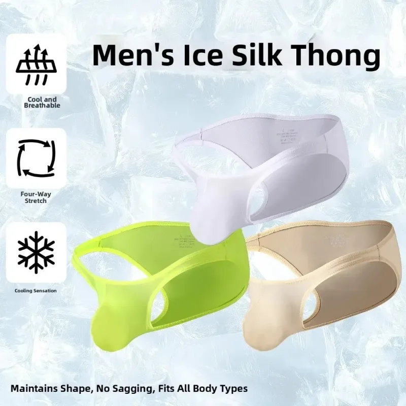Quick-Dry Ultra-Thin Ice Silk Briefs Low Waist Seamless Men Underwear U-Pouch Lingerie Mesh Panties Travel