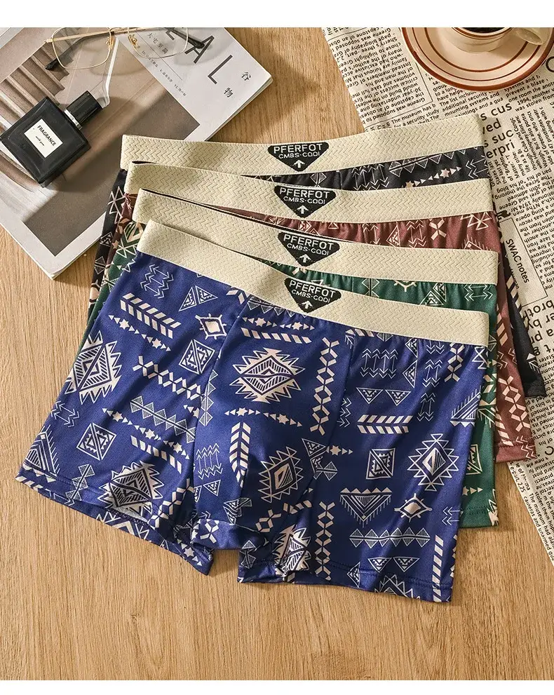 4pcs Sports Shorts Men Graffiti Boxers and Underpants Fashion Men's Boxer Briefs Cotton Man Boxer Men Panties Set Man Underwear — image 10
