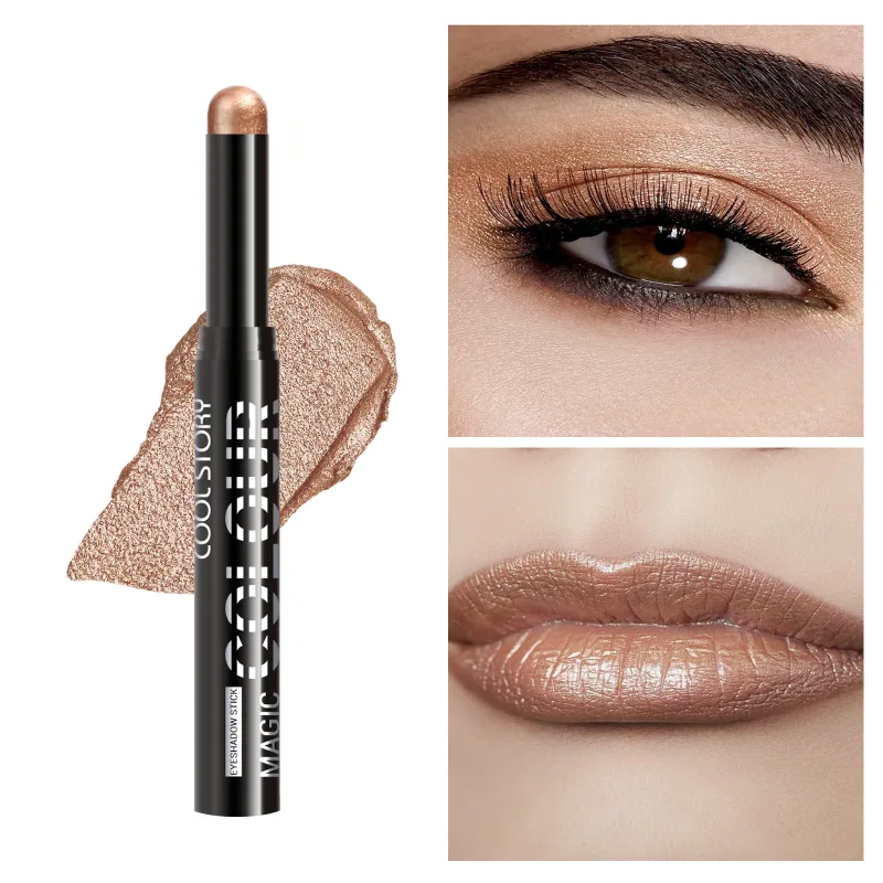 2 σε 1 Eyeshadow Lipstick Stick Pencil Waterproof Glitter Brighten Matte Eye Shadow Makeup Pigment Eyeshadow Pen