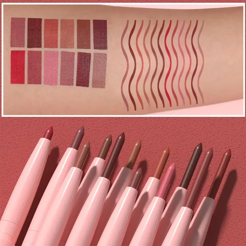 12 színű matt ajakápoló ceruzakészlet vízálló maszatálló, hosszan tartó vegán Cruelty Free ajakrúzs sminkkészlet