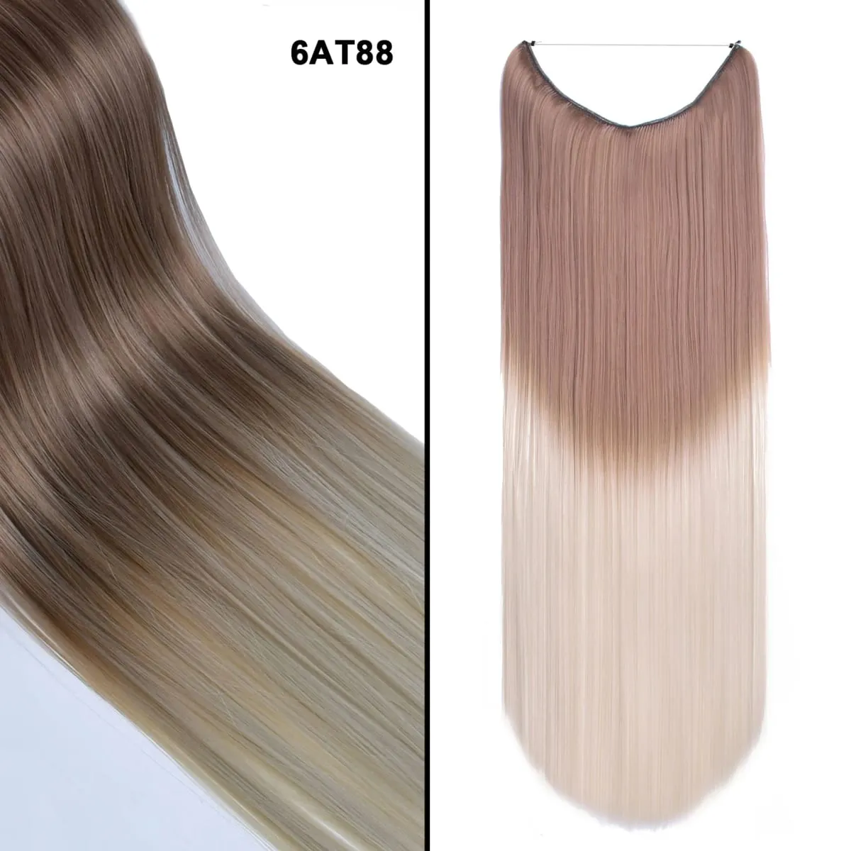 Jeedou κυματιστά μαλλιά Extension Elasticity Αόρατο σύρμα Fish Line One Piece No Clips Συνθετικά Hairpieces Ombre Χρώμα για γυναίκες — image 11