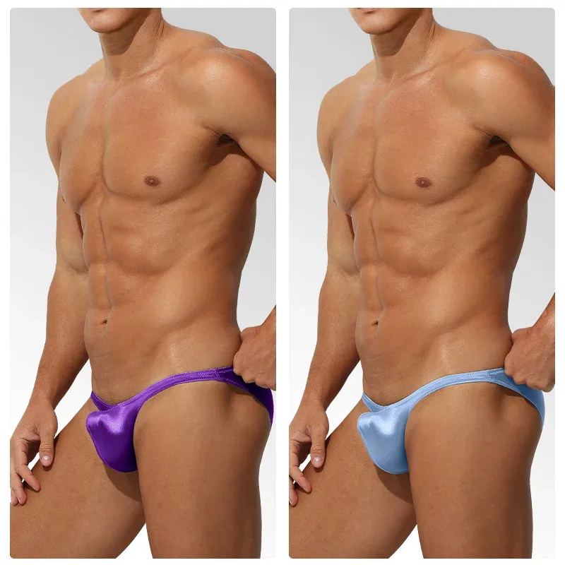 Low Waist Ice Silk Satin Men's Underwear Tight Fit Sport StyleJJ Boosting Luxury Sensual Briefs Youth Nylon Spandex — image 8