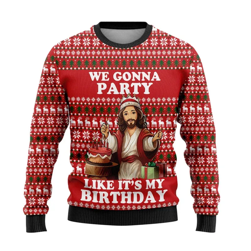 Niedlicher Tier-3D-gedruckter hässlicher Weihnachtspullover für Männer und Frauen, lustiges Totenkopf-Design, grafische Sweatshirts, lässige Rundhals-Tops — image 14