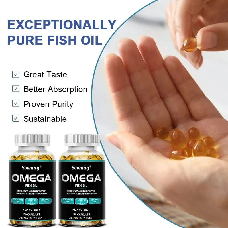 Omega 3 halolaj lágyzselé 3300 mg nagy hatékonyságú EPA-val és DHA-val Támogatja az energiát, a szívet, az ízületeket, a szem bőrét és az immunitást
