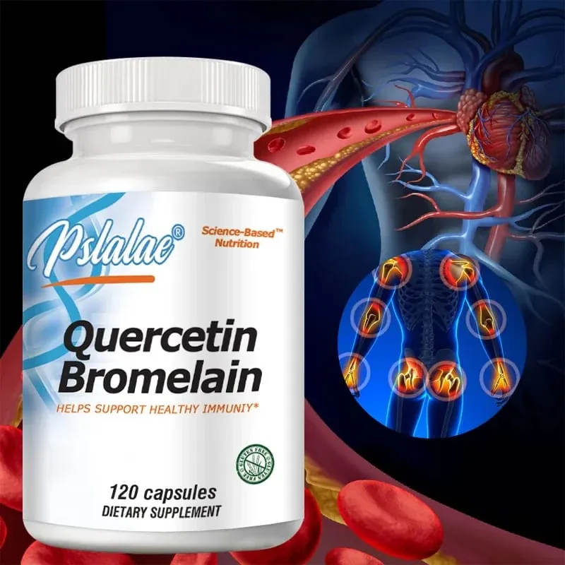Quercetin Bromelain תמיכה חיסונית לבריאות מפרקים ובריאות דרכי הנשימה קפסולות טבעוניות ללא GMO