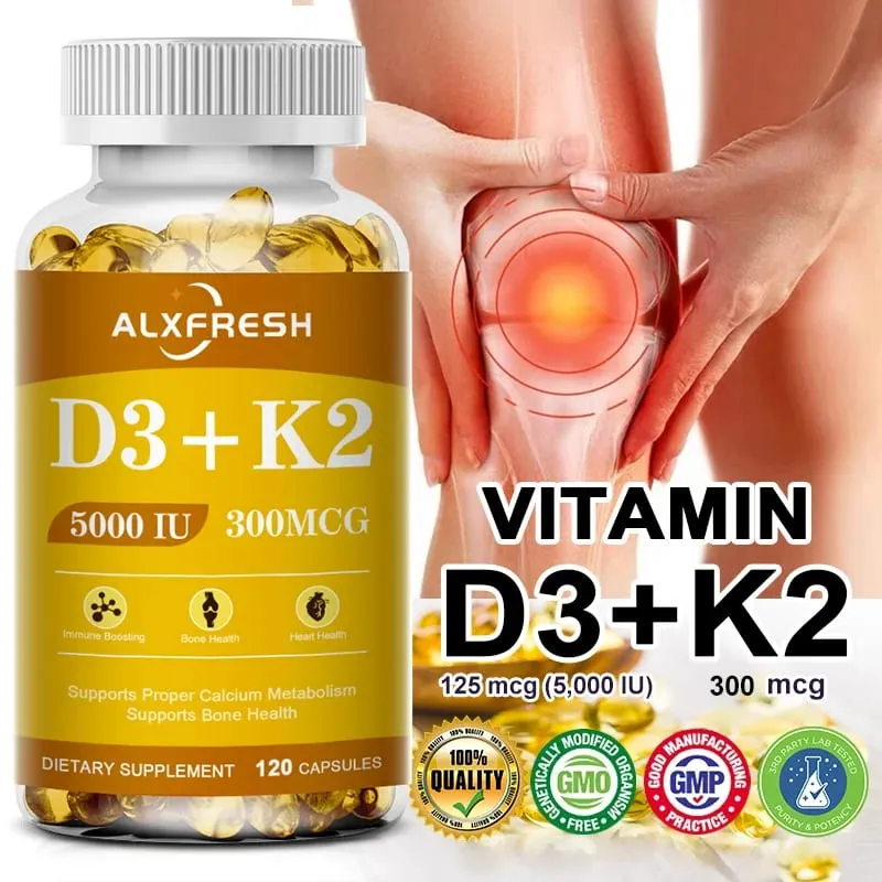 Alxfresh Vitamin D3+K2 Capsules for Immune Joints Muscles and Bones Support with Variety of Vitamins and Minerals Supplement
