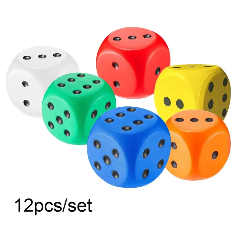 6/12 יח'\סט קוביות קצף גדולות נקודות ג'מבו רכות קוביות קצף 6 צדדיות קוביות ריבאונד מזויפות ג'מבו קוביות