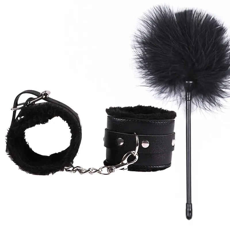 Sex Toys For Women Bdsm Set Sexy Leather Plush Sex Toys Bondage Kit Handcuffs Feather Blindfold Fetish Flirt Goods For Adults