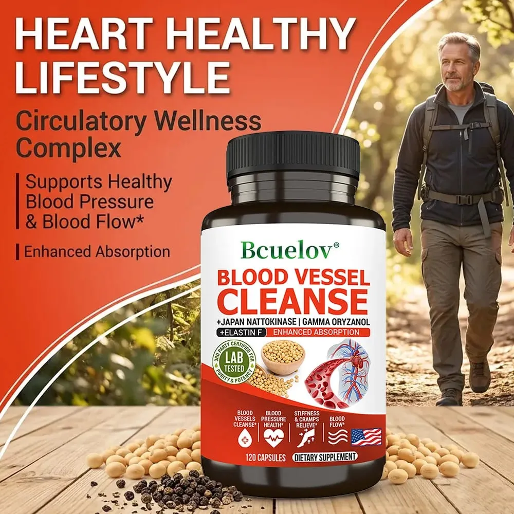 Nattokinase Capsules - Promotes Cardiovascular Elasticity Maintains Arterial Circulation and Improves Blood Pressure