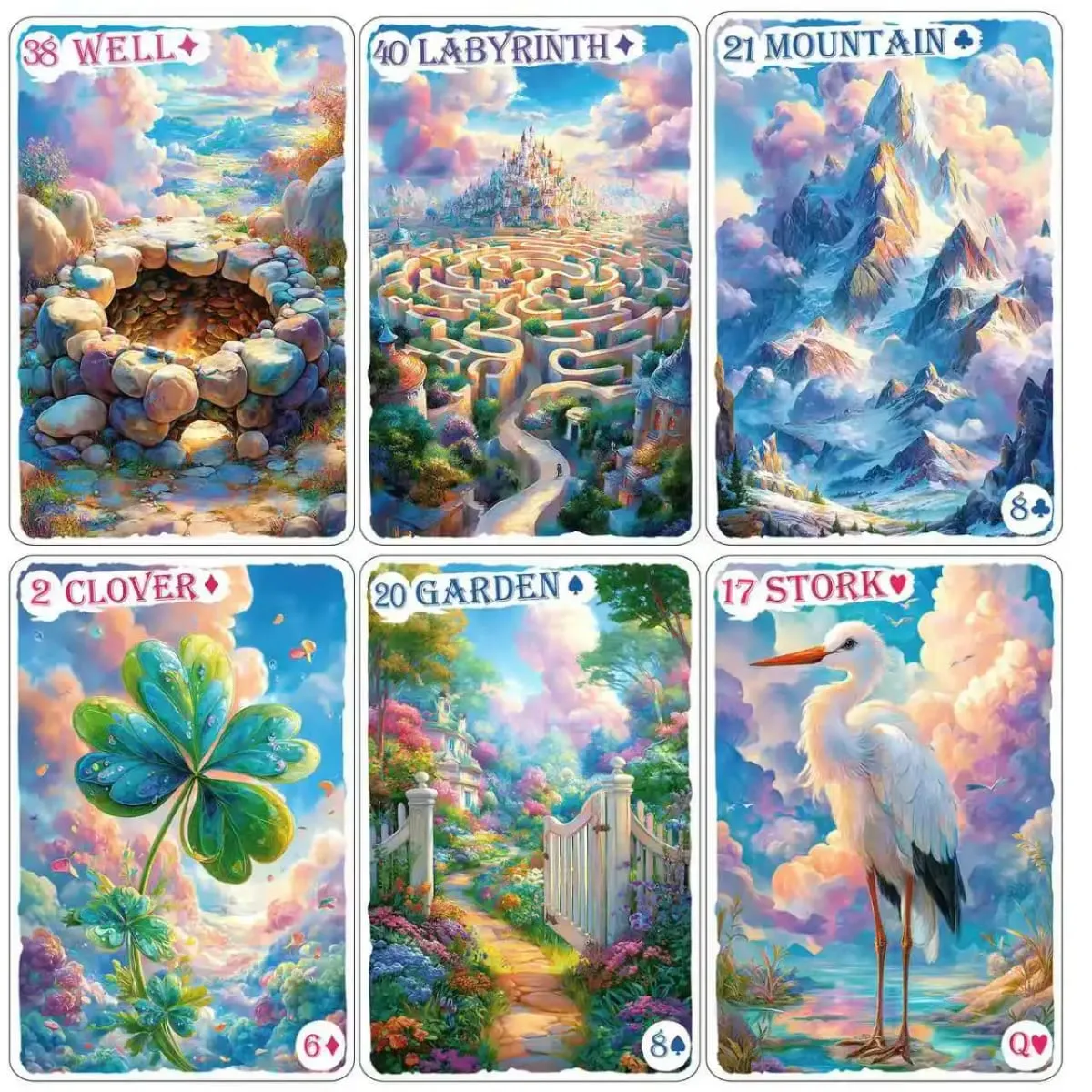 Fantasy Fairy Lenormand Tarot | 42 kártyás bővített Lenormand pakli | Tökéletes kezdőknek | Digitális útmutatót tartalmaz