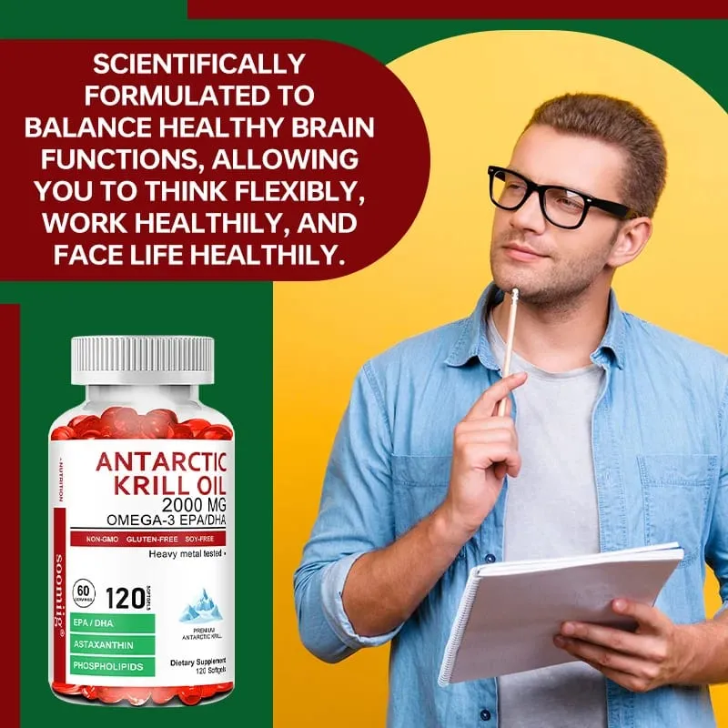 Antarctic Krill Oil 2000 Mg Κάψουλες | 3X Strength φυσική πηγή ωμέγα-3 EPA DHA με συμπλήρωμα φωσφολιπιδίων ασταξανθίνης — image 4