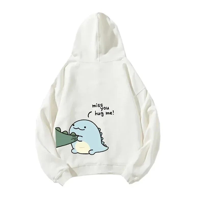 Herbst und Winter süßer Rock-Dinosaurier-Modedruck für Herren, lässig, Harajuku, Y2k, Cartoon-Paar-Hoodie als Geschenk für Paare — image 3