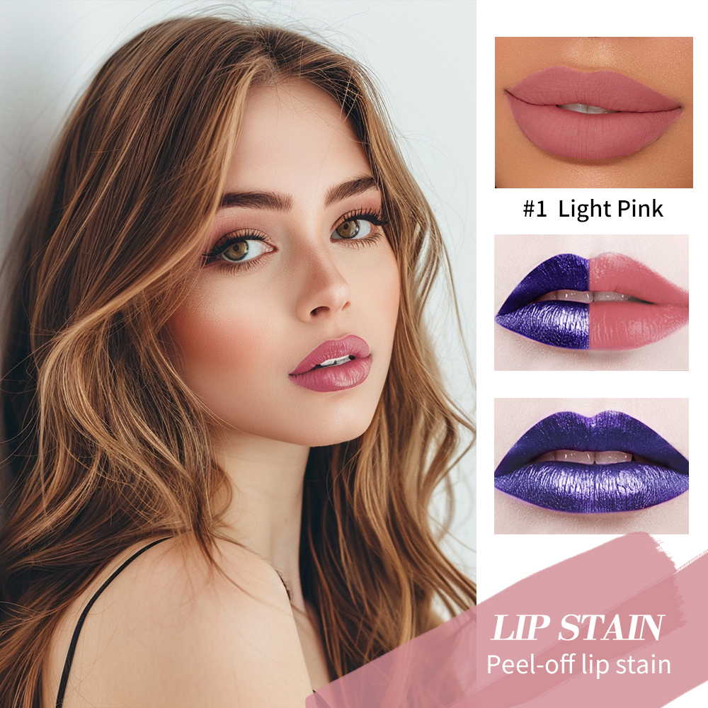 Blading Lip Gloss Peel and Stick Σετ μακράς διαρκείας Αδιάβροχο Pink Lip Gloss Μεταφορά Ανθεκτικό Φυσικά Καλλυντικά για Χείλη 3 Χρώματα — image 4