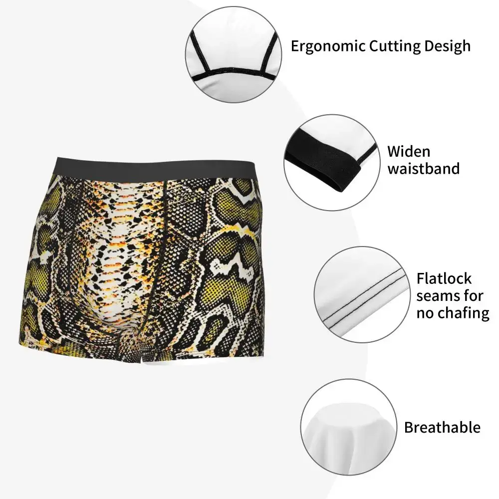 Tùy Chỉnh Da Rắn In Quần Lót Nam Co Giãn Da Rắn Họa Tiết Động Vật Quần Sịp Boxer Quần Short Quần Lót Quần Lót Mềm Mại Cho Homme
