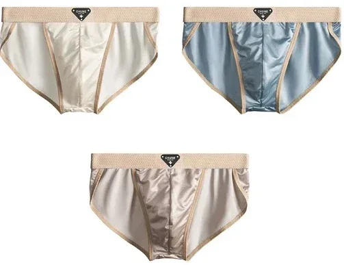 1/3PCS Men's Briefs Ice Silk Satin-like Briefs Men's Underpants Summer Breathable Quick Drying Panties Sexy U Pouch Underwear