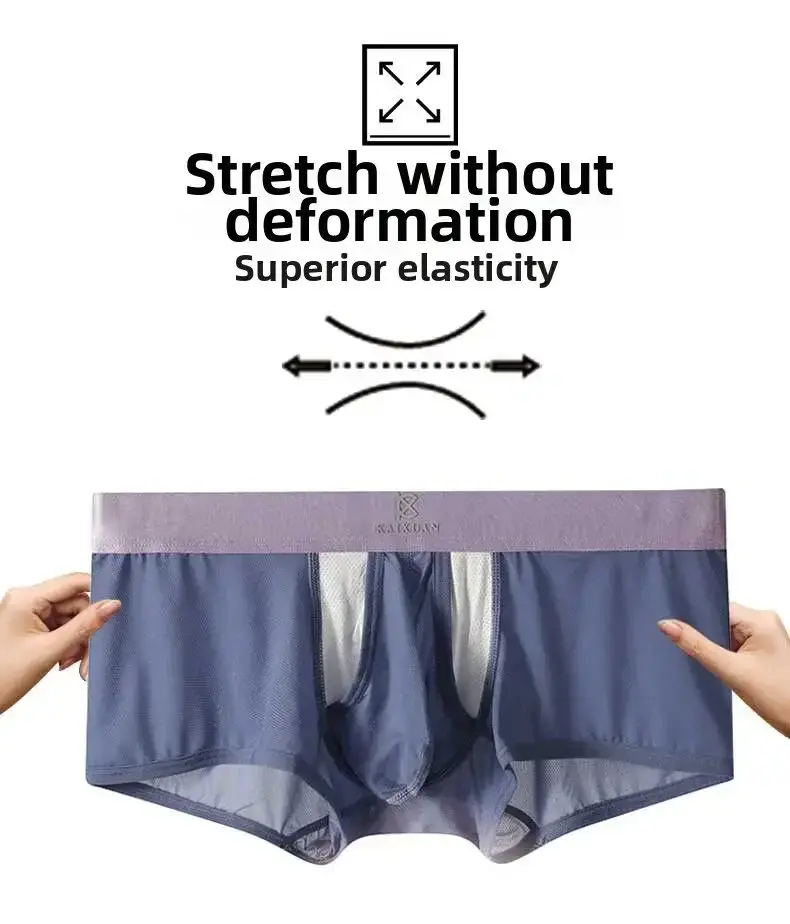 Summer Ice Silk Underwear Men's Quick Drying Boxer Shorts Lightweight Breathable Separable Side Opening Non Detachable Panties — image 5