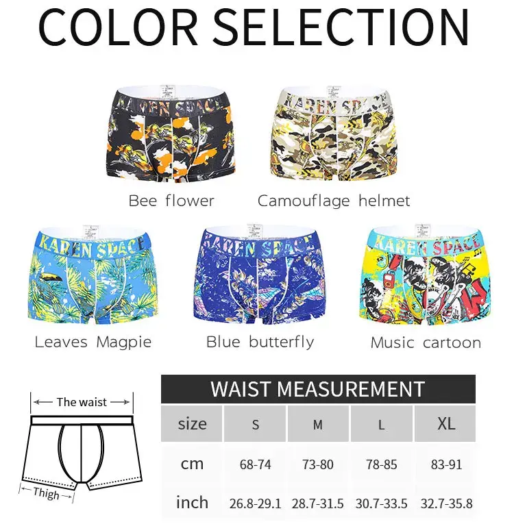 Erkek Nefes Buz Ipek Baskılı Boxer Külot Iç Çamaşırı Moda Erkek Külot Rahat Calzoncillo Hombre
