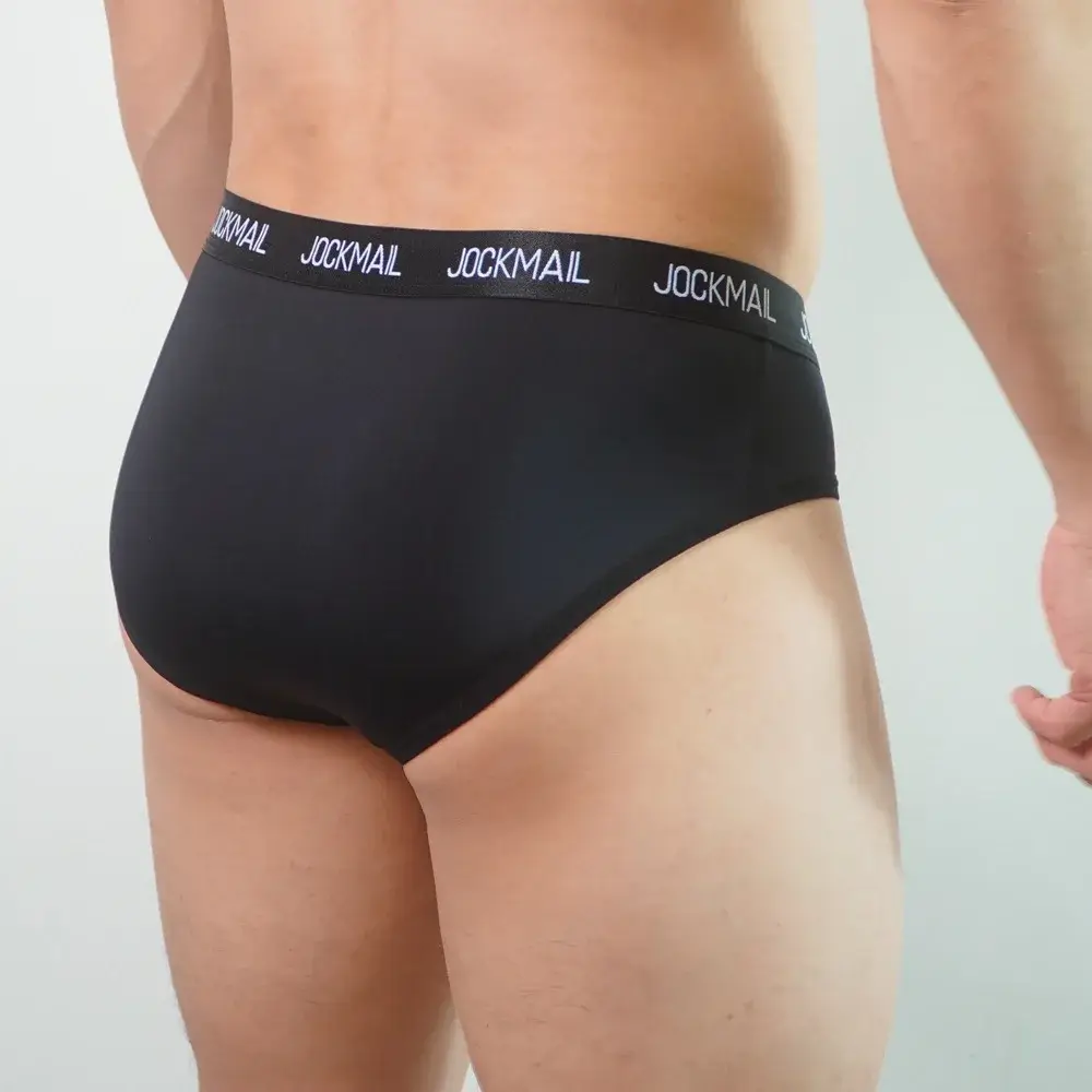 Jockmail Mens Underwear Low Waist Sexy Letter Sports Breathable Summer Ice Silk Briefs Big Bag Nylon Solid Color Man Panties — image 10