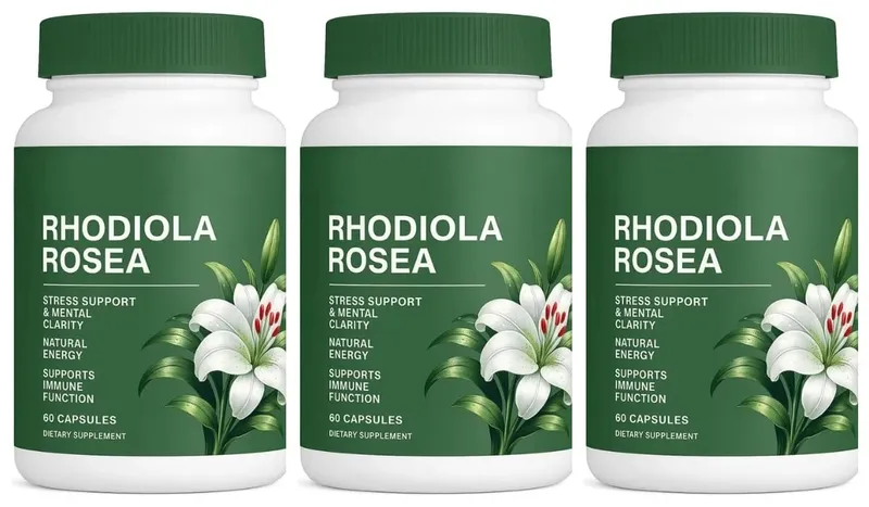 60 Pieces Rhodiola Rosea Capsules 500mg Natural Herbaceous Plants Supplement for Daily Stress Support & Energy Balance Health