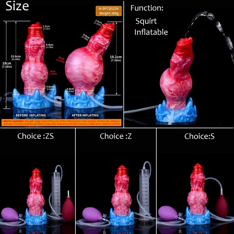 Silicone Inflatable Ejaculation Knot Dildo Adjustable Girth Squirting Fantasy Horse Penis Adult Sex Toys Anal Dilator