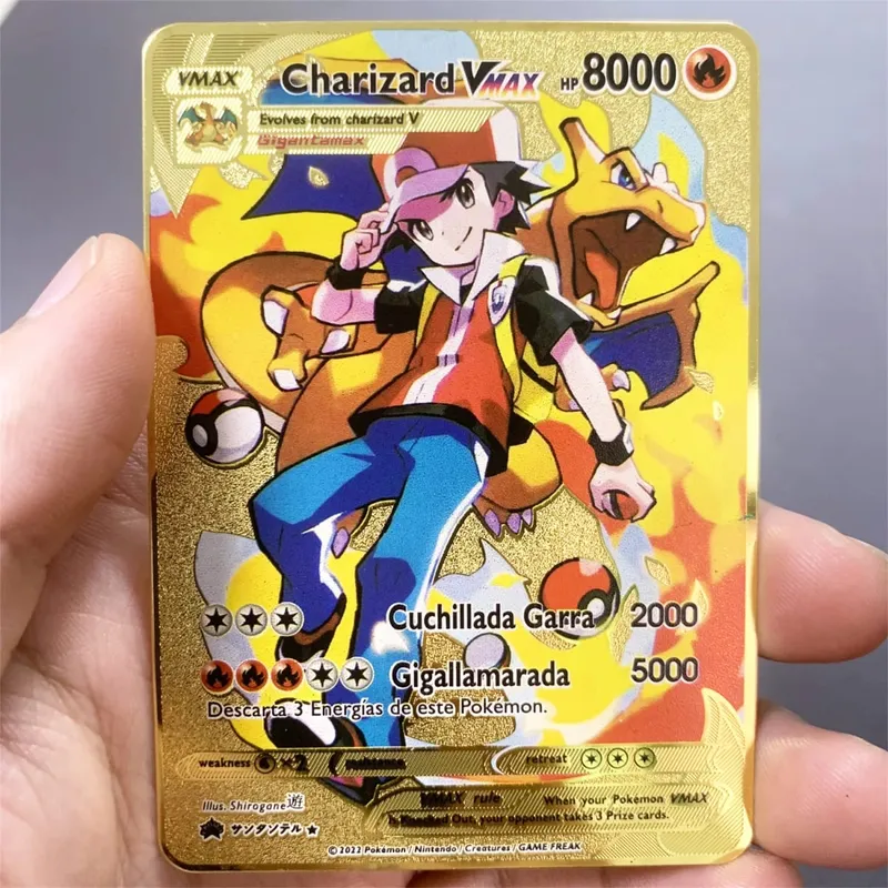 Tiếng Anh Kim Loại Pokemon Thẻ DIY Arceus Mewtwo Charizard Pikachu Sắt Sáng Bóng Pokémon GX Vmax EX Trò Chơi Trẻ Em Bộ Sưu Tập Thẻ Đồ Chơi Quà Tặng