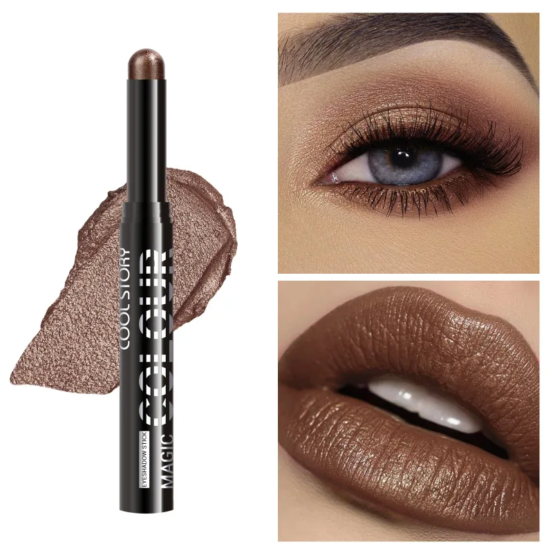 2 σε 1 Eyeshadow Lipstick Stick Pencil Waterproof Glitter Brighten Matte Eye Shadow Makeup Pigment Eyeshadow Pen