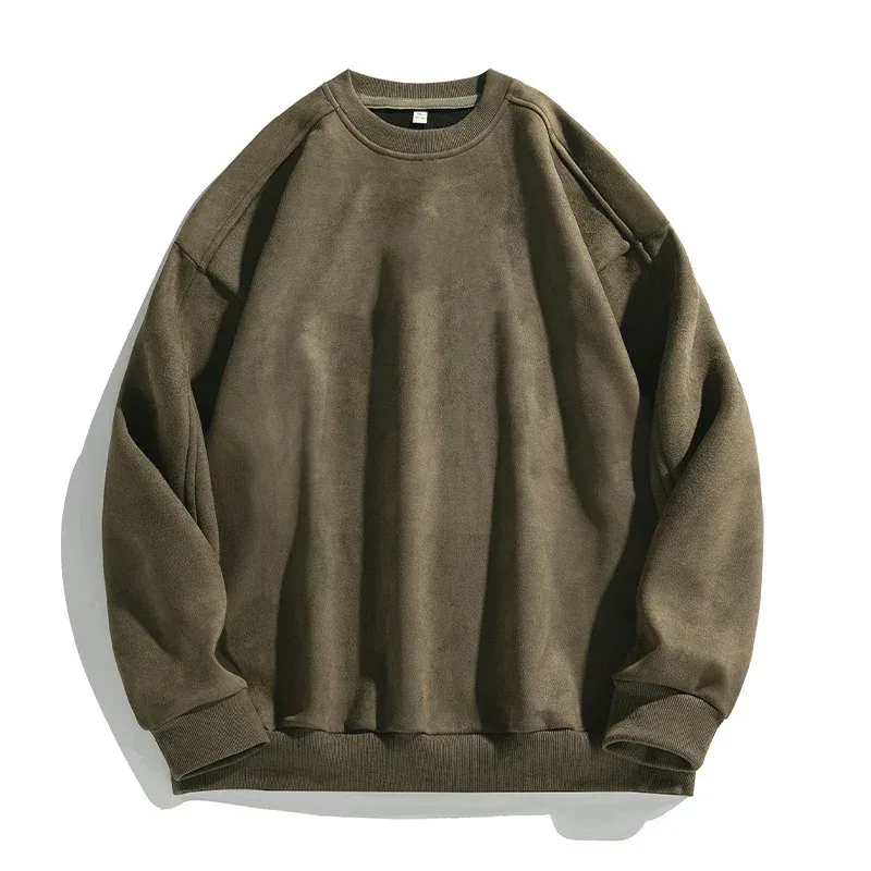 Brand Purple Sweatshirt Mans Suede O Neck Autumn Winter Baggy Men Sweatshirts Casual Long Sleeve 2026 Bagong Panlalaking Tops