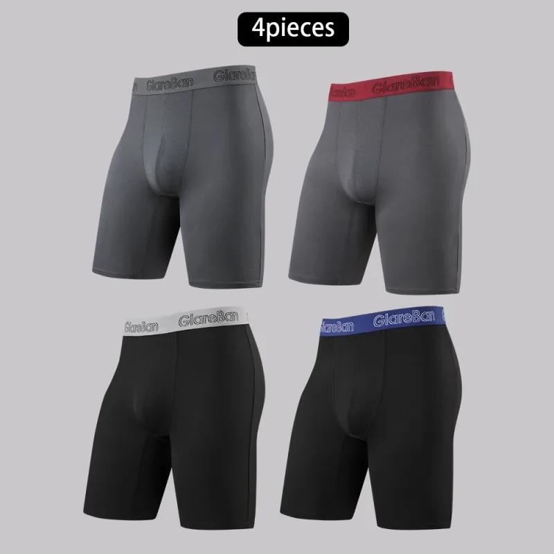 4 Parça Karışık Renkler Çabuk Kuruyan Uzun Bacak Boxer Külot Külot İç Ev Ve Spor Yüksekliği Kaliteli Erkek Külot Pantolon