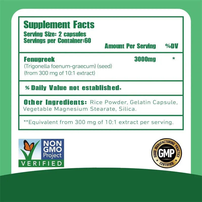 Fenugreek 3000MG - Suitable for Breastfeeding Mothers Breast Development Improved Circulation - Rich in Protein and Vitamins — image 2