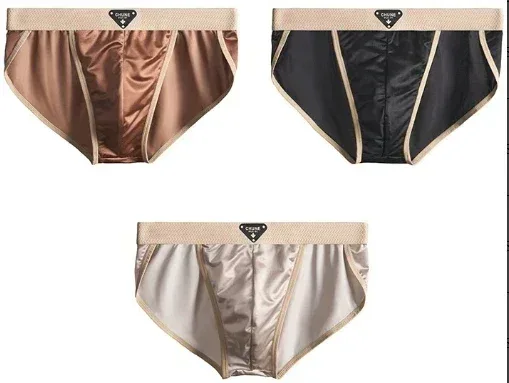 1/3PCS Men's Briefs Ice Silk Satin-like Briefs Men's Underpants Summer Breathable Quick Drying Panties Sexy U Pouch Underwear