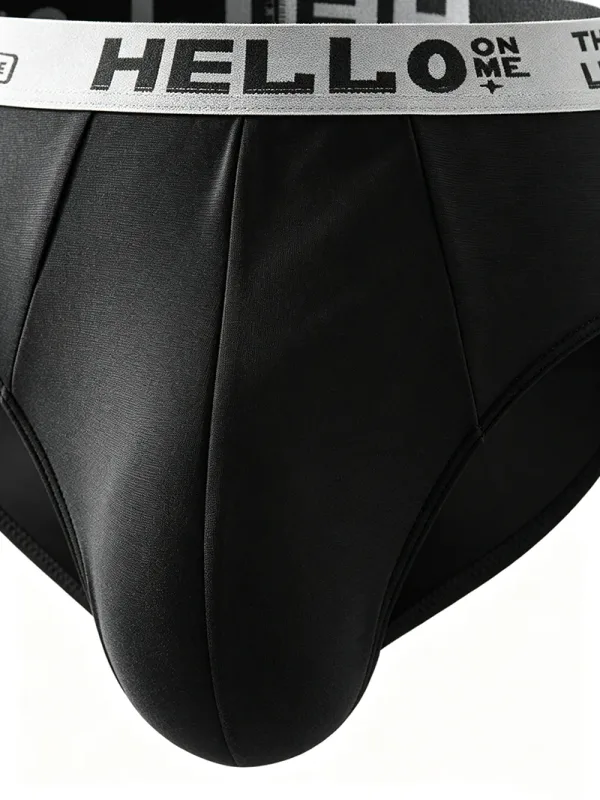 Hello 2-Pack Milk Silk Men's Briefs Seamless Breathable Quick Dry with Graphic Waistband Comfort Underwear Set