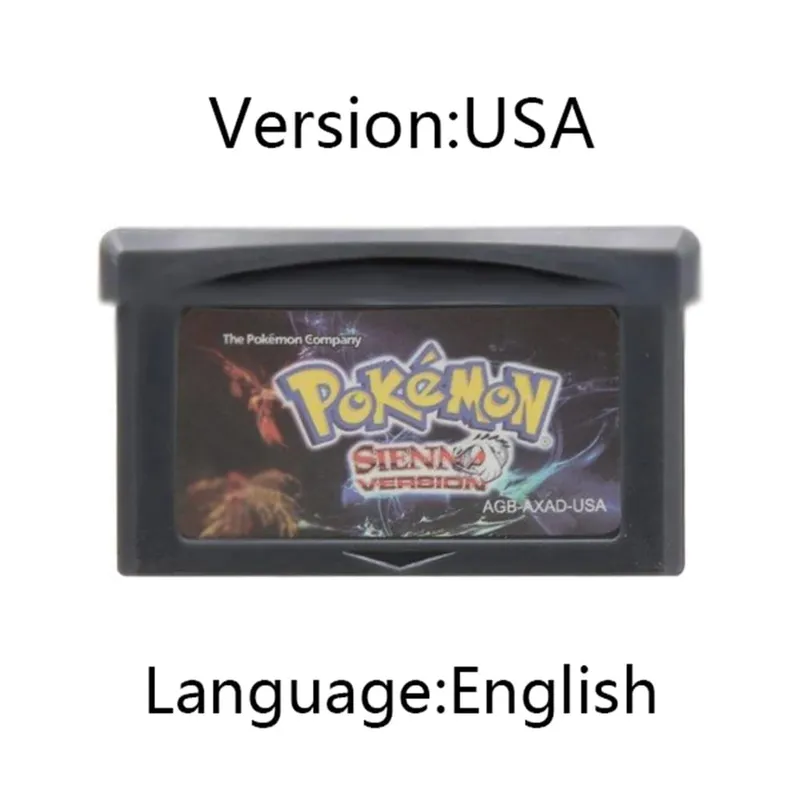 GBA Pokemon Game Cartridge 32-Bit קונסולת משחקי וידאו כרטיס Ash Grey Liquid Crystal Light Platinum Moemon Emerald שפה אנגלית
