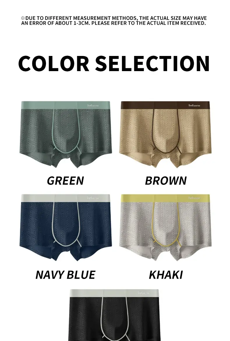 MiiOW 3Pcs Cotton Jacquard Fabric Men Boxershorts 7A Antibacterial Crotch Mens Panties Soft Comfortable Man Underwear Underpants