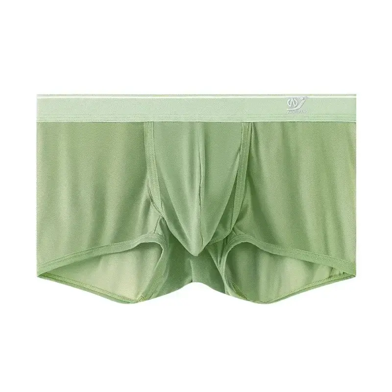 1pc/2pcs Panlalaking Ice Silk Boxer Briefs Sexy Elastic Low Waist Underwear Open Front Soft Pouch Shorts Trunks — image 10