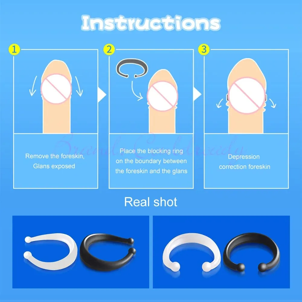 2PCS Foreskin Corrector for Men Penis Stretcher Delay Ejaculation Sex Toys Resistance Ring Daily/Night Use Cockring Male — image 5