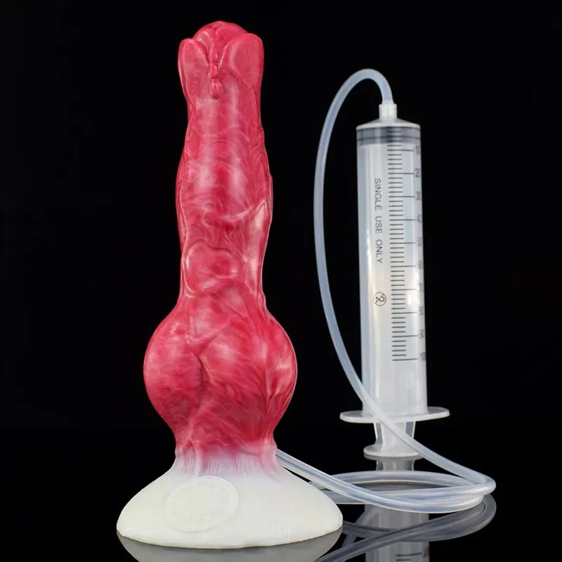 Squirting Realistic Dog Knot Dildo Colorful Fake Penis Silicone Anus Dilator Ejaculation 18+ Sex Toys For Women Men Adults