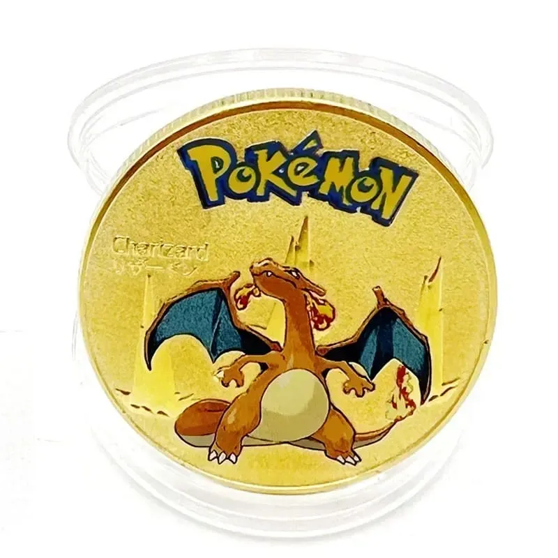 Pokemon Đồng Tiền Vàng Pikachu Anime Đồng Tiền Kỷ Niệm Charizard Vàng Kim Loại Tròn Đồng Xu Đồ Chơi — image 6