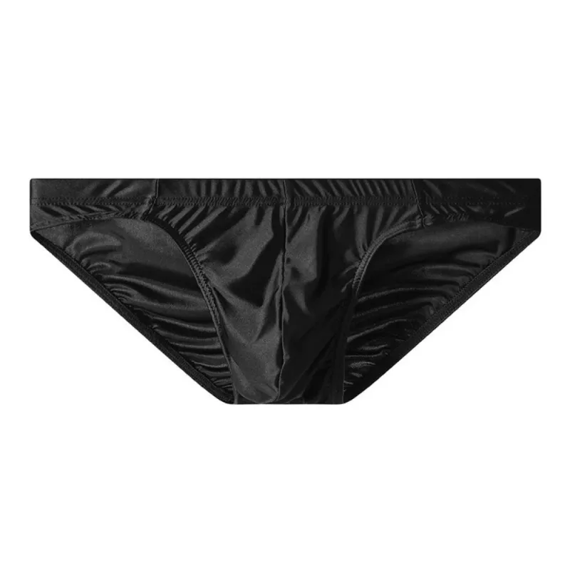Comfortable Low Waist Men Thin Panties Male Lingerie Simple Men's Underwear Underpants Satin Silk Briefs Gifts — image 14