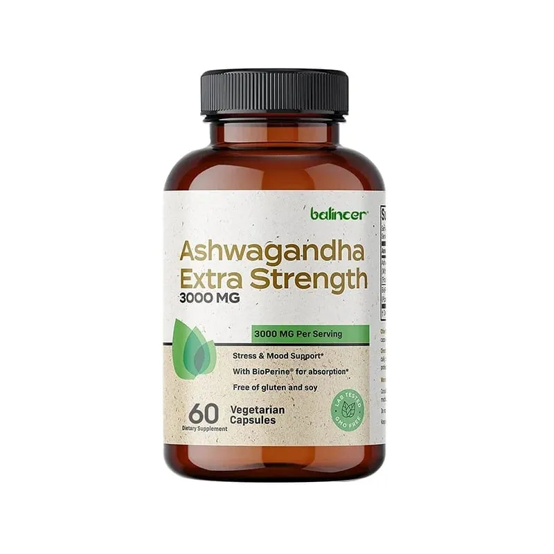 Balincer Ashwagandha Capsules | Ashwagandha Extract Supplement | Boost Energy Relieve Stress Support Mood & Focus