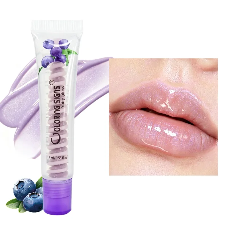 Fruity Lip Gloss Strawberry Blueberry Shiny Lip Oil Ενυδατικό Λάδι χειλιών Plumping Shimmer Lip Makeup Ενυδατικό κραγιόν για κορίτσια — image 8