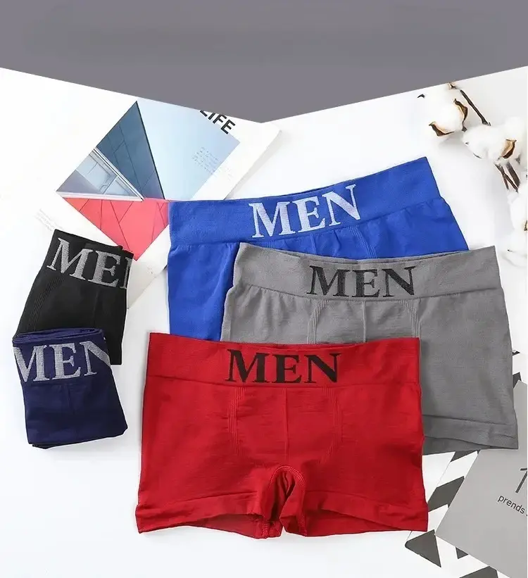 3Pcs/Lot Men's Panties Underwear Boxers Breathable Man Boxer Solid Underpants Comfortable Male Brand Shorts Black Blue Underwear