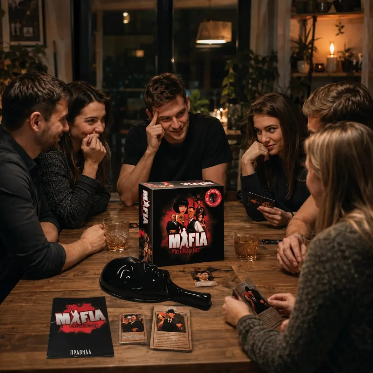 Σετ επιτραπέζιου παιχνιδιού Mafia Strategy Deduction Party Παιχνίδι με μάσκα και κάρτες για Family Game Night Ρωσική έκδοση
