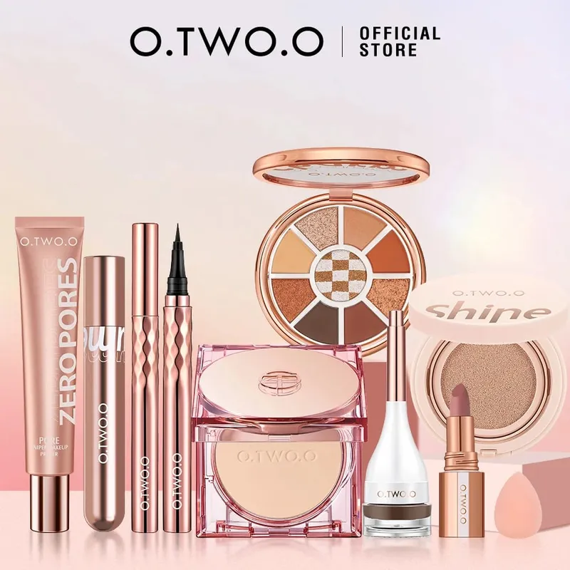 O.TWO.O 9 τμχ Full Makeup Face Setting Powder Primer Base Mascara Eyeliner Pen Eyebrow Tint Lipstick Eyeshadow Make-up για γυναίκες